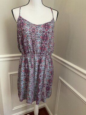 Pink Rose Floral Tank Dress size Large Back cut out